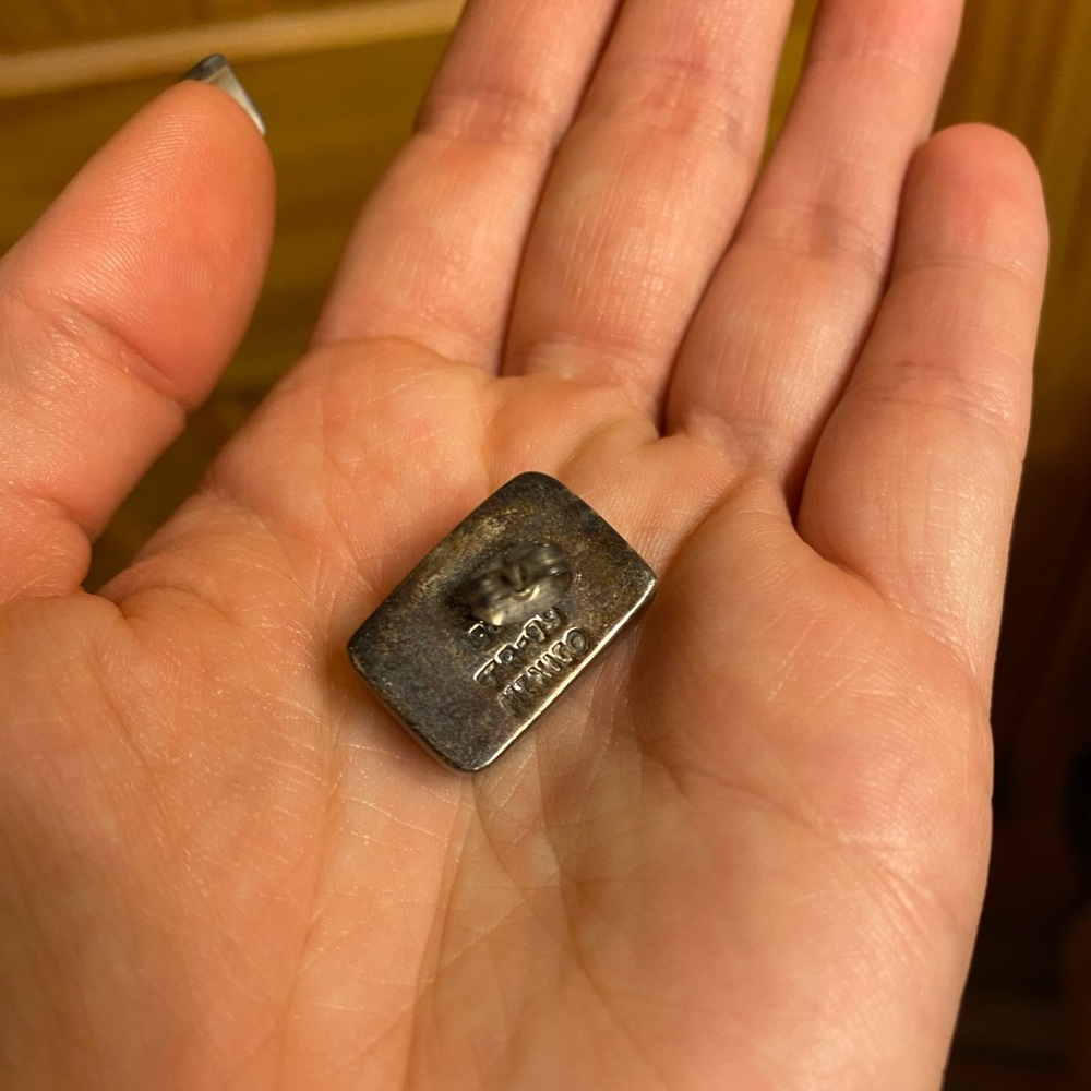 Turquoise Rectangle Stud Earrings - image 2